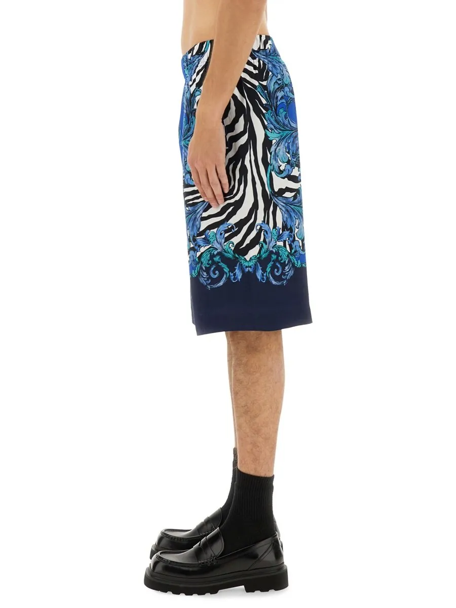 Baroque Print Silk Shorts