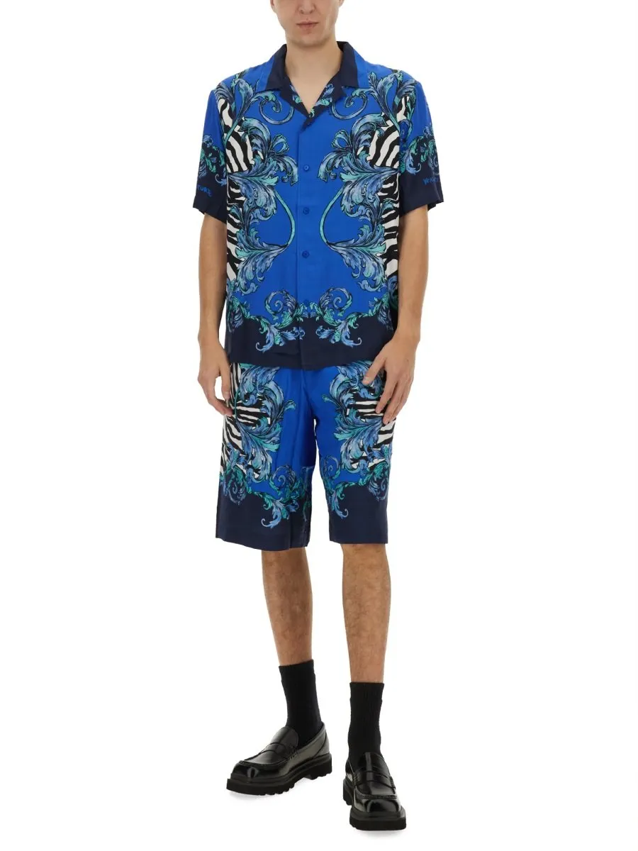 Baroque Print Silk Shorts