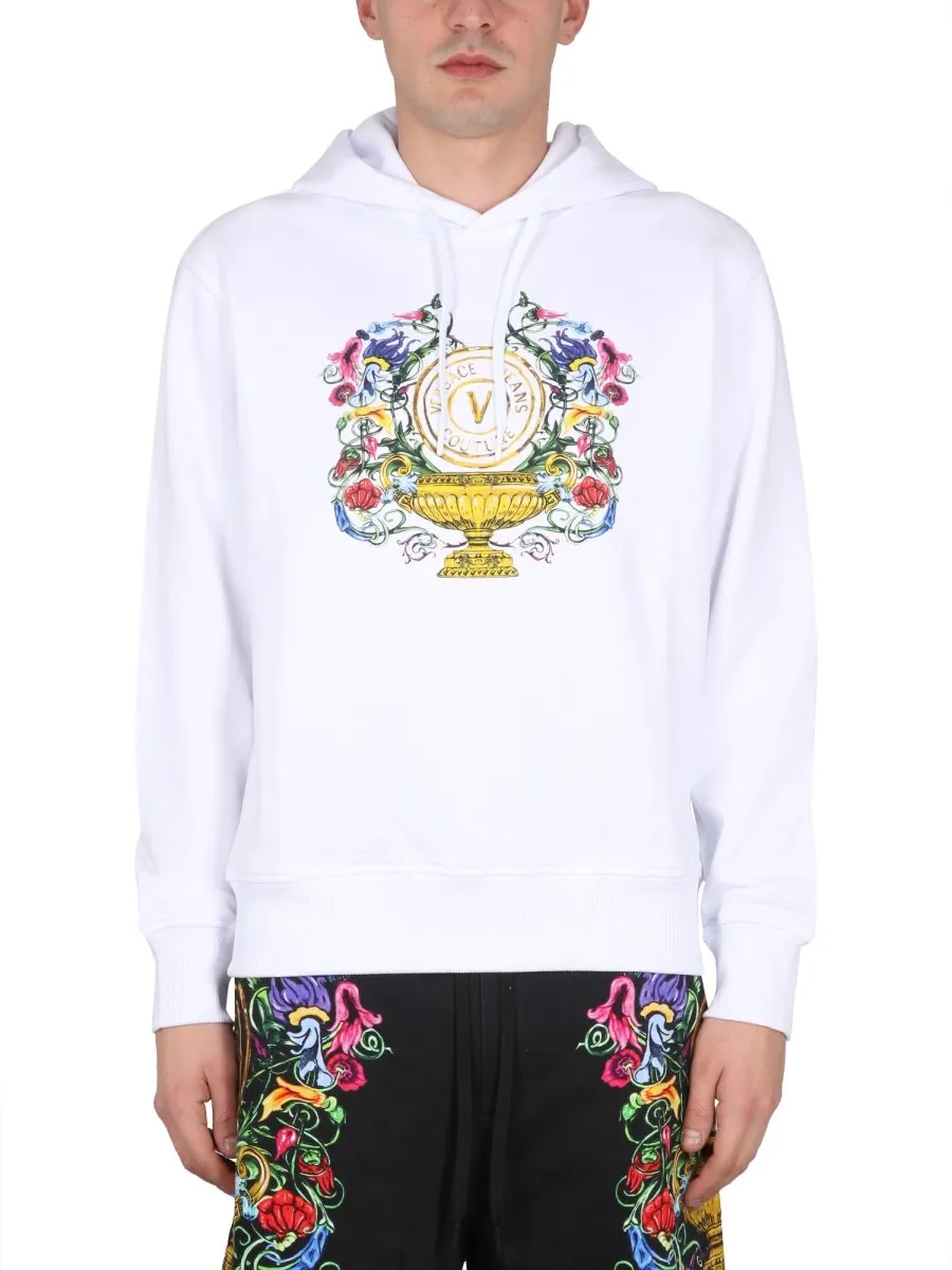 Hooded Sweatshirt With Baroque Print