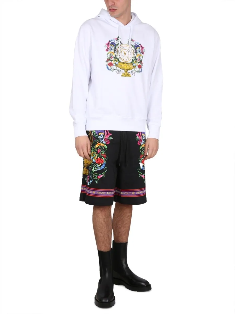 Hooded Sweatshirt With Baroque Print