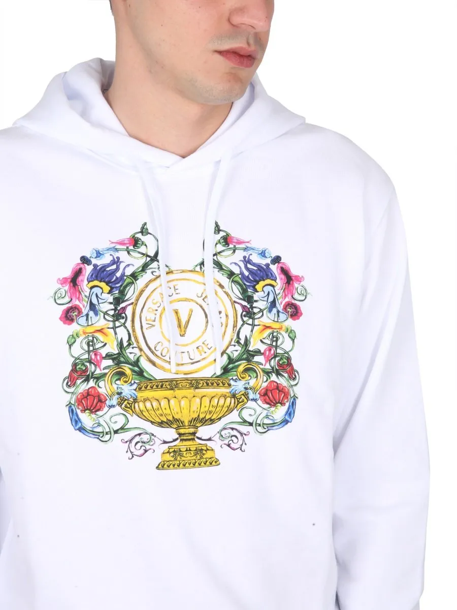 Hooded Sweatshirt With Baroque Print