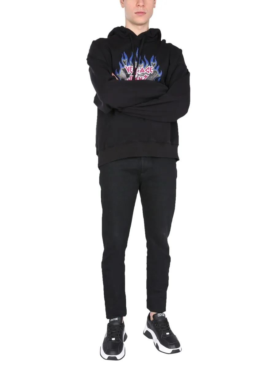 Hoodie With Flame Print