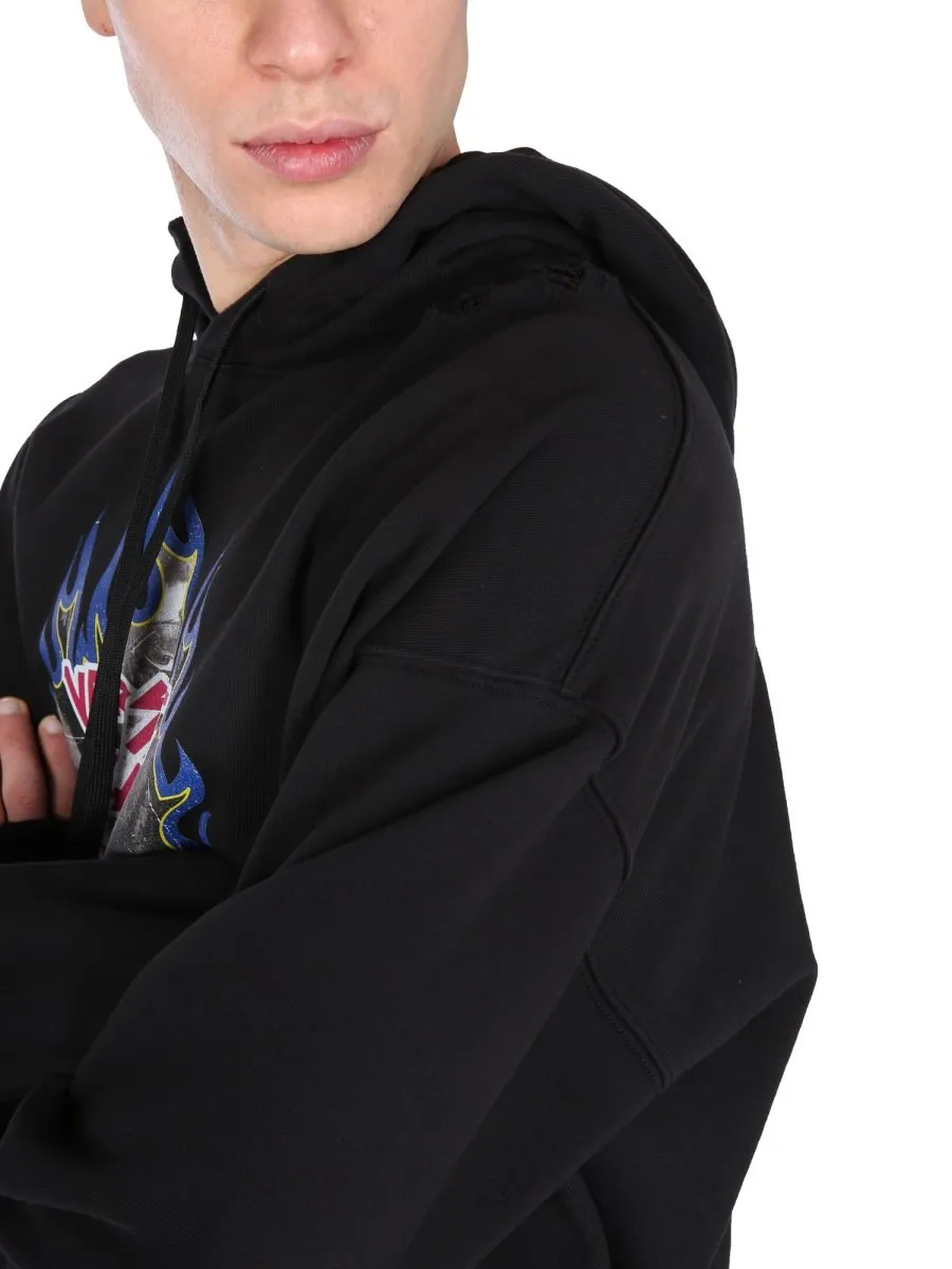 Hoodie With Flame Print