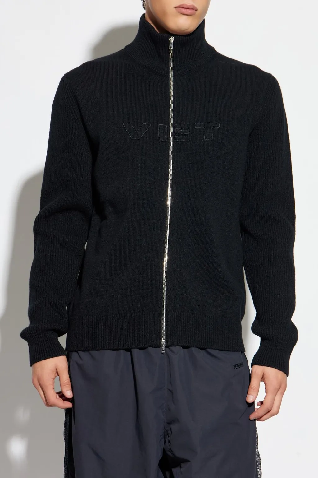 Zip-Up Knit Cardigan