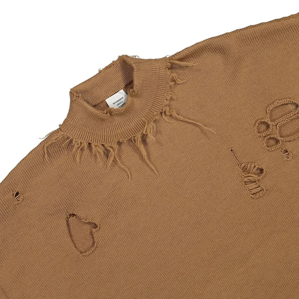 Distressed Mock Neck Sweater