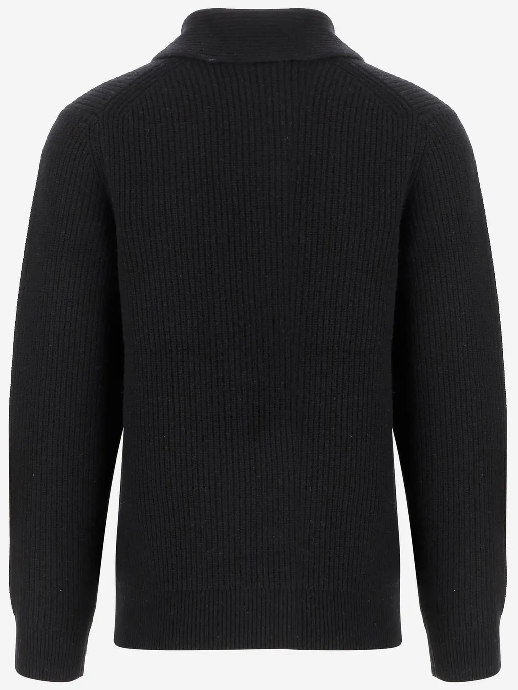 Shawl Collar Ribbed Knit Sweater