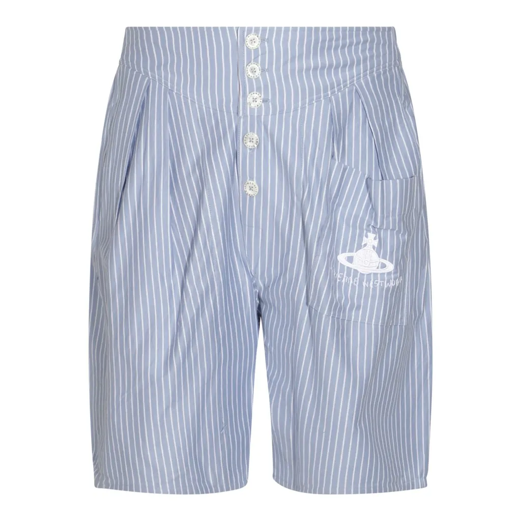 Striped High-Waisted Pleated Shorts
