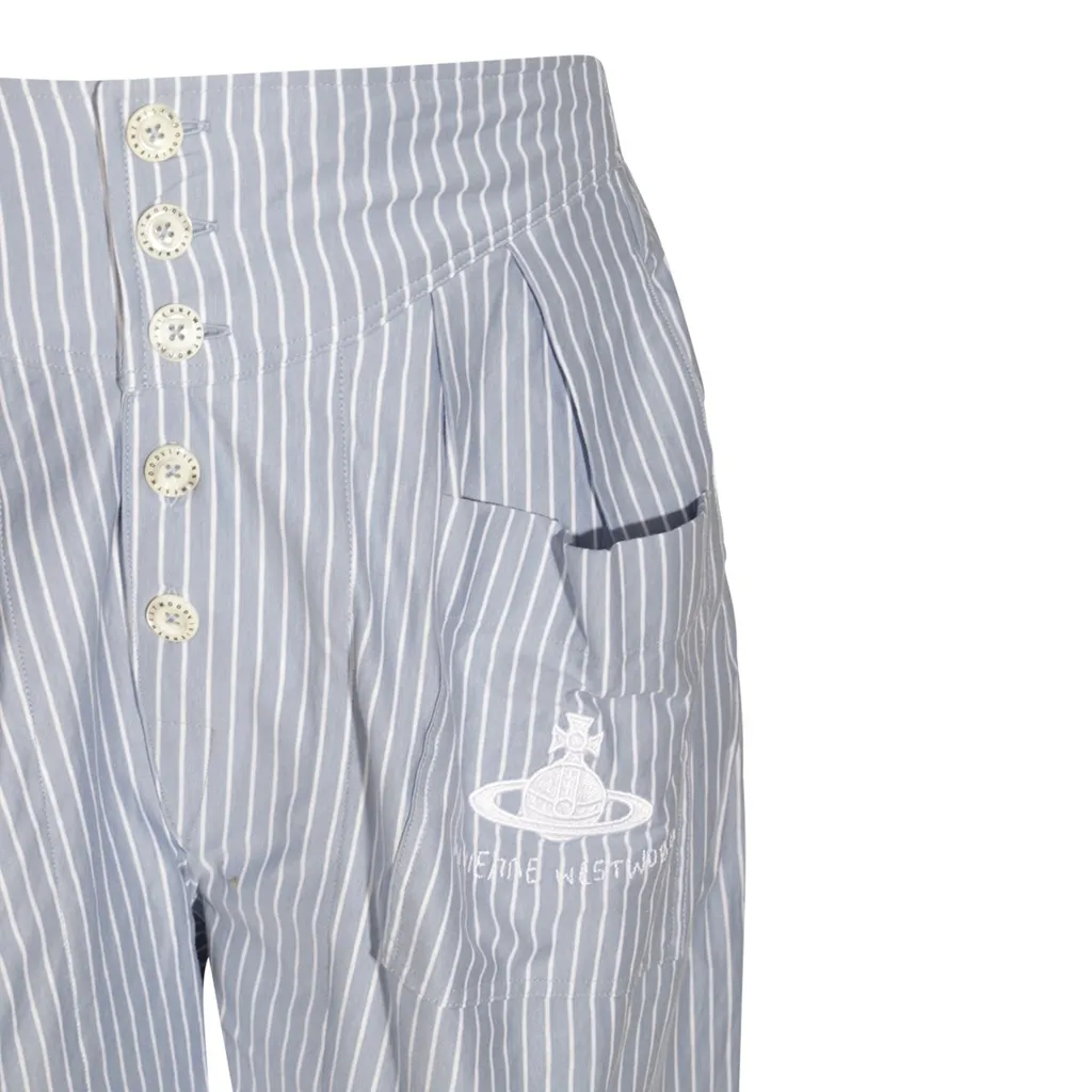 Striped High-Waisted Pleated Shorts
