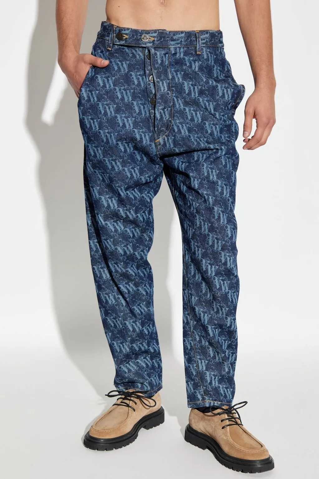 All-Over Logo Print Jeans