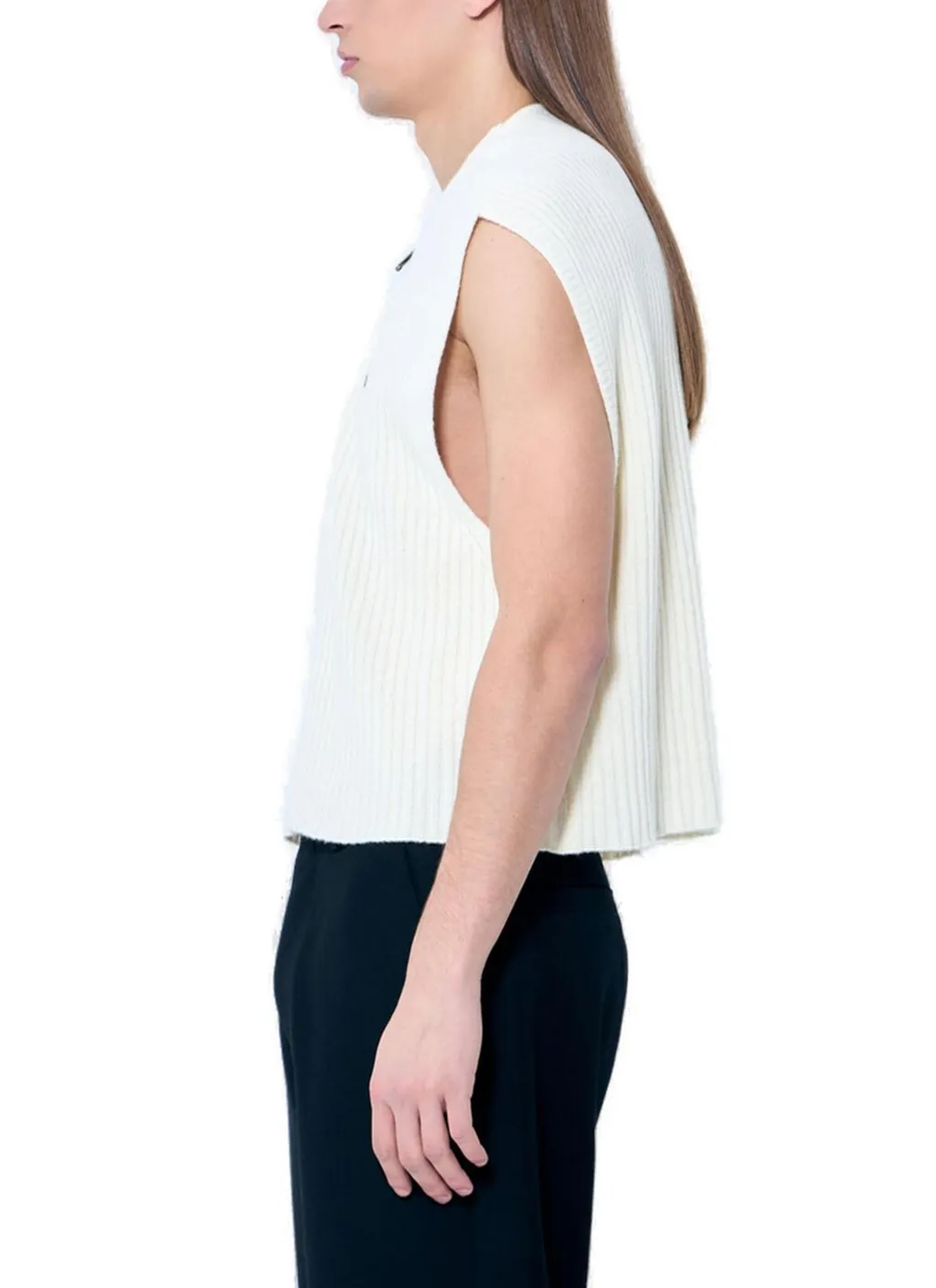 Ribbed Knit Zip Vest