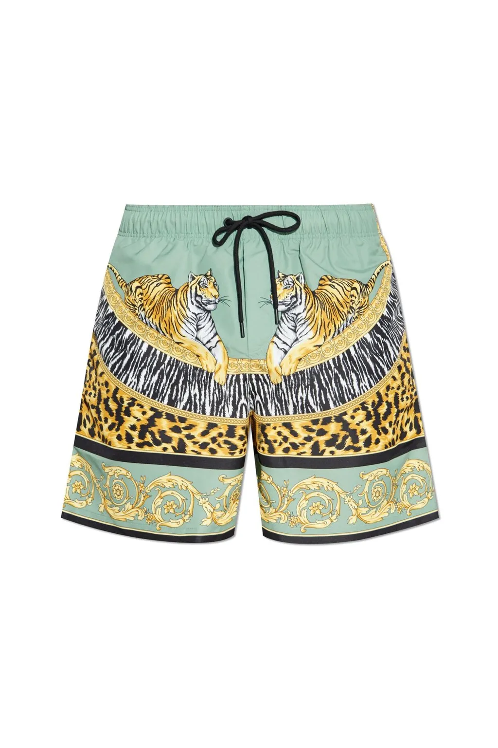 Swim Shorts With Tiger And Barocco Print