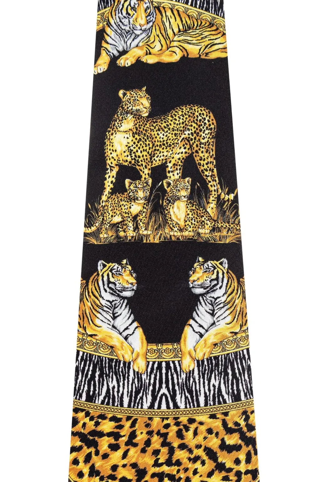Tiger And Leopard Print Silk Tie