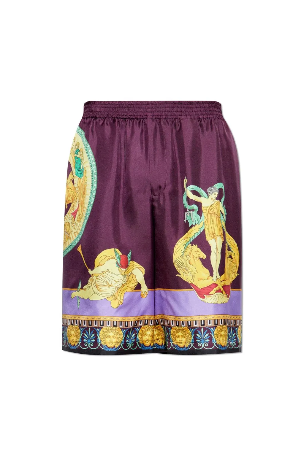 Medusa Print Silk Shorts