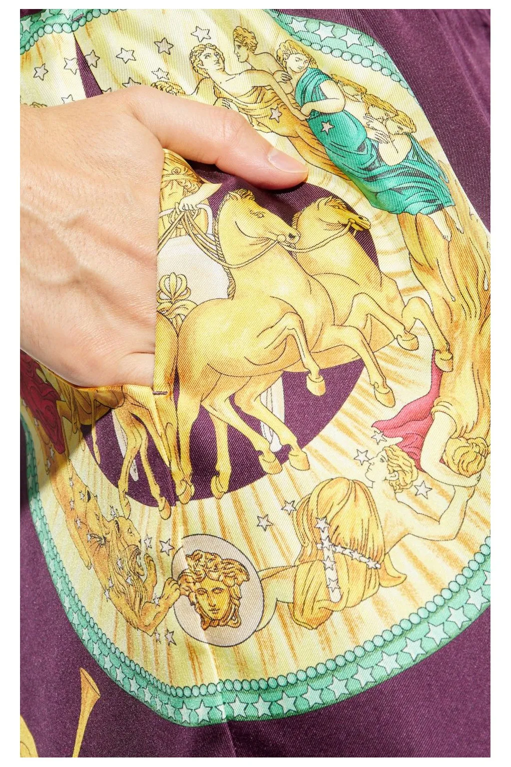 Medusa Print Silk Shorts
