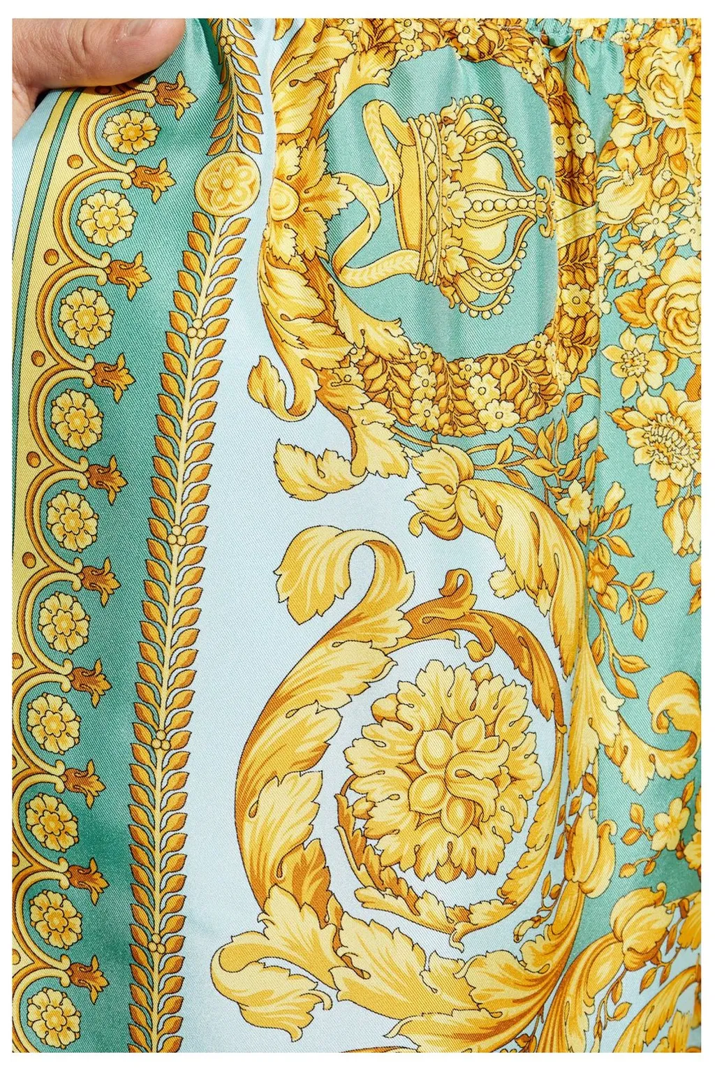 Baroque Print Silk Shorts