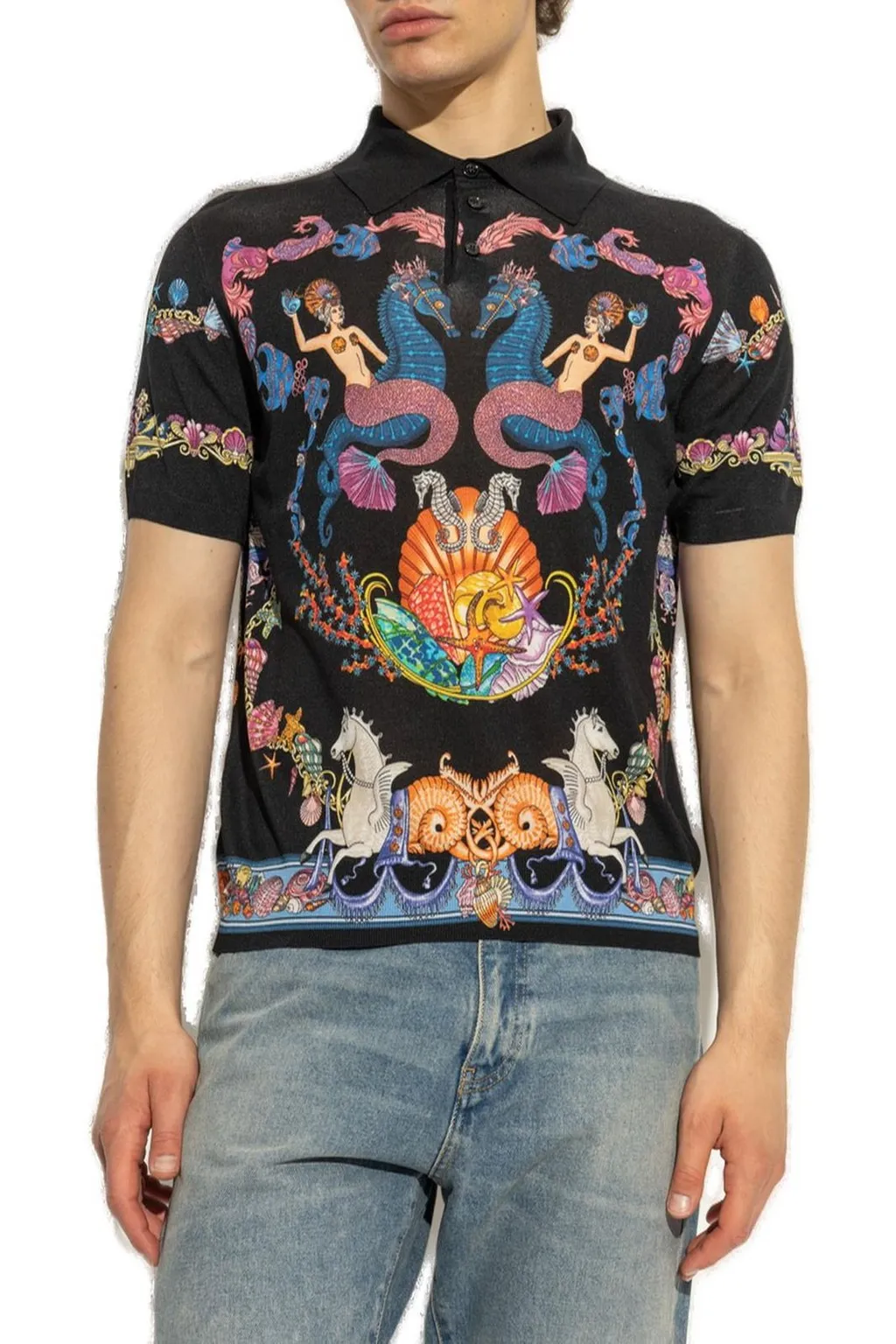 Seahorse Print Polo Shirt