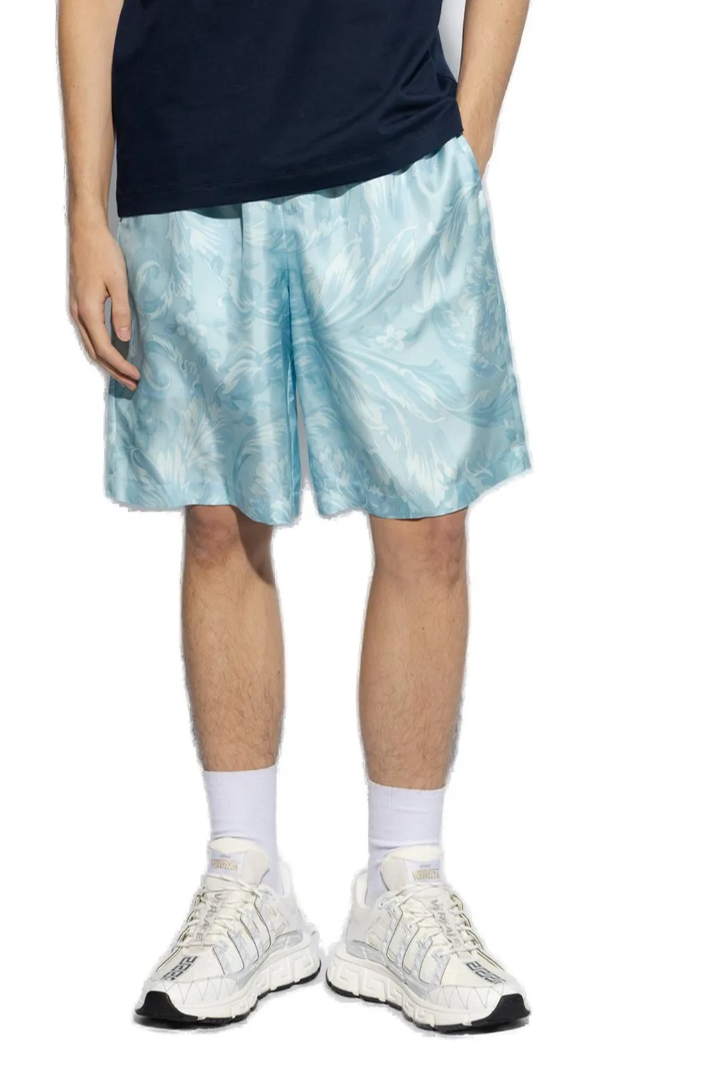 Baroque Print Silk Shorts