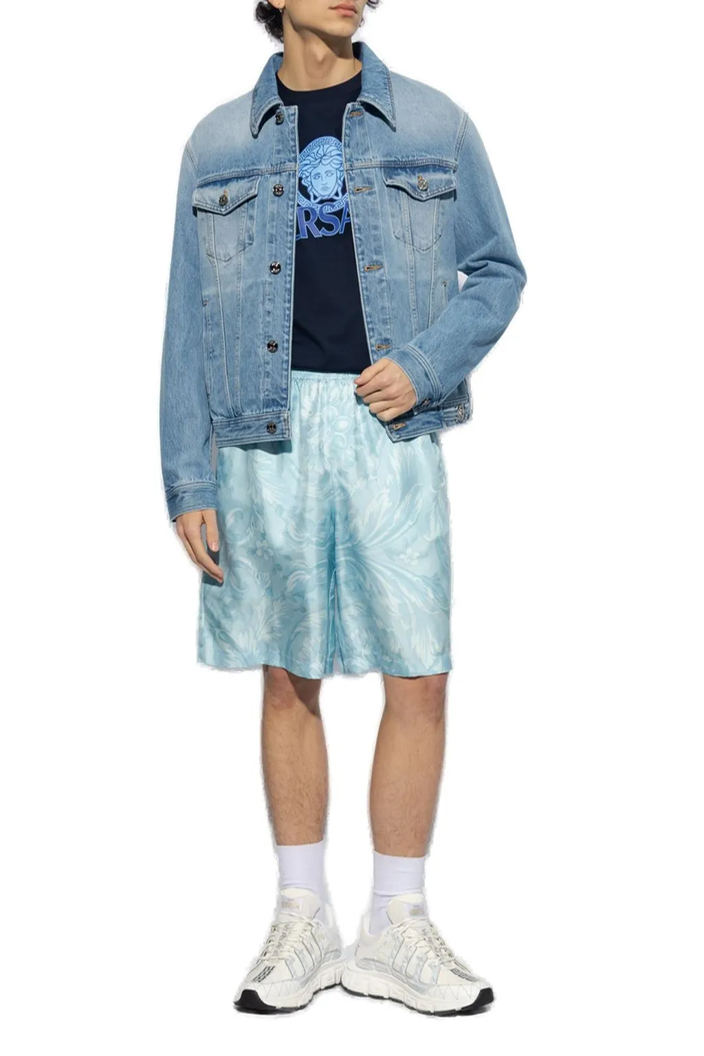 Baroque Print Silk Shorts