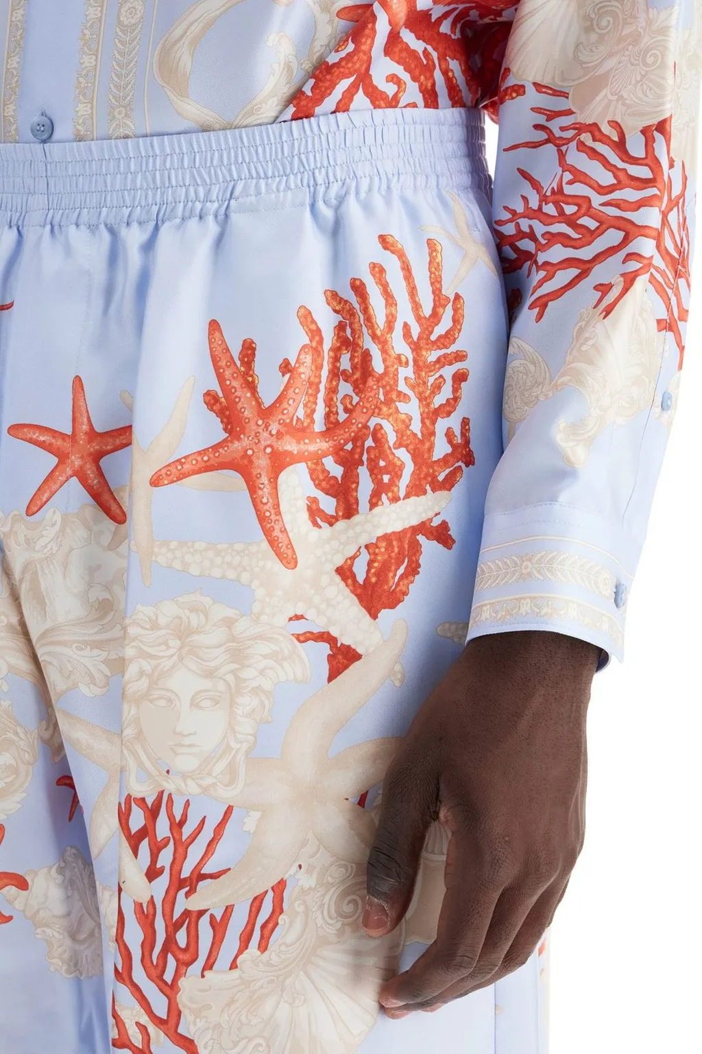 Baroque Print Silk Shorts