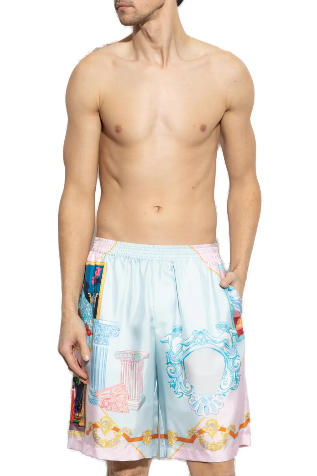 Baroque Print Silk Shorts