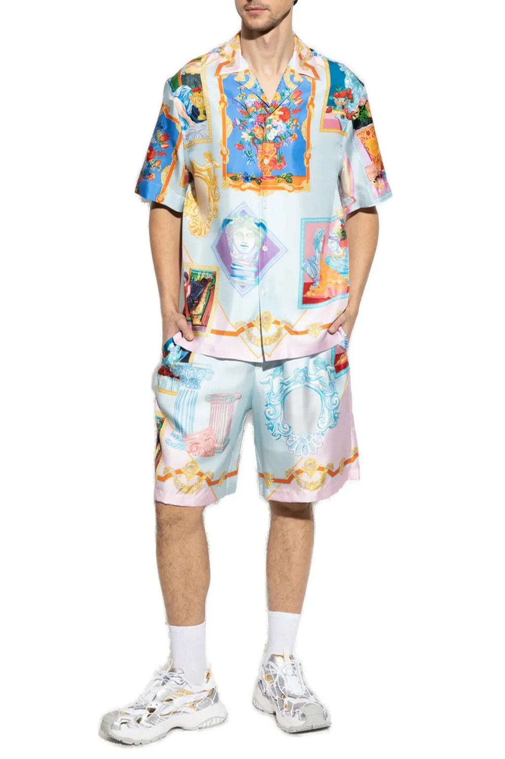 Baroque Print Silk Shorts