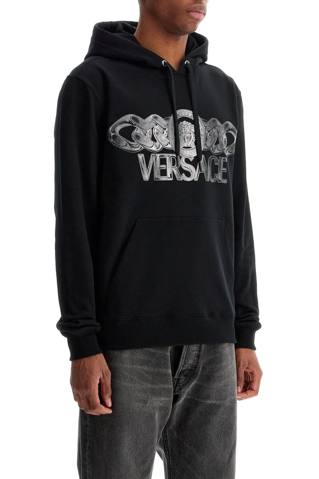 Hoodie With Medusa Chain Print