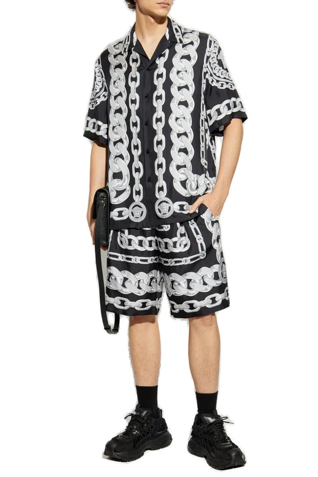 Chain Print Silk Shorts