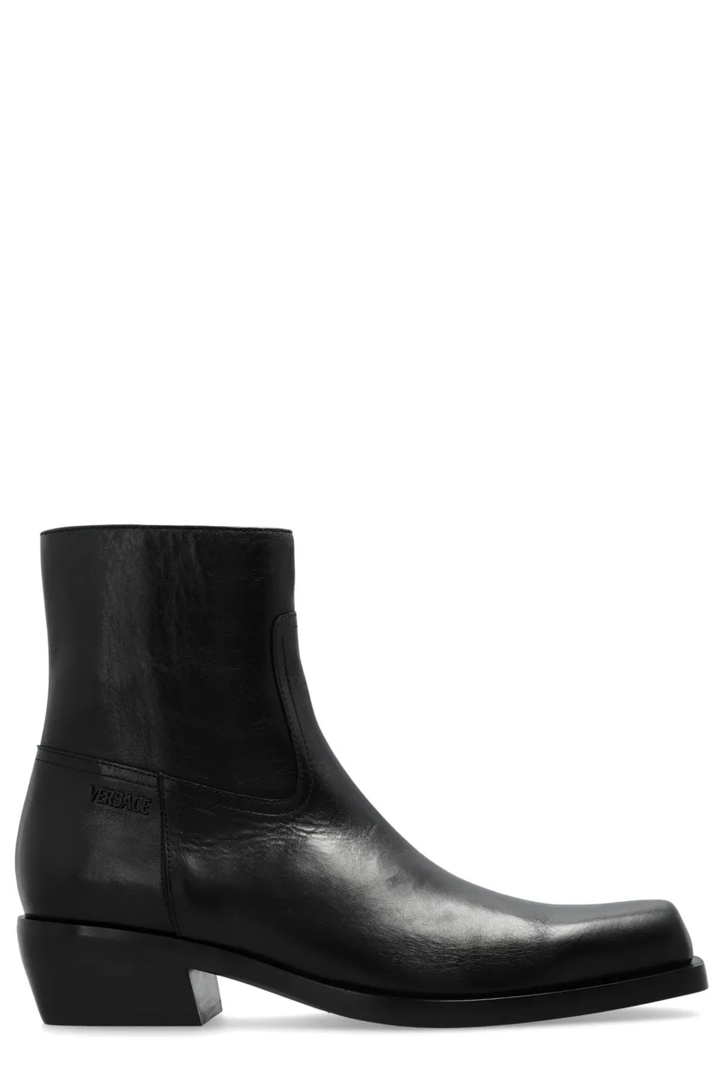 Square-Toe Leather Boots