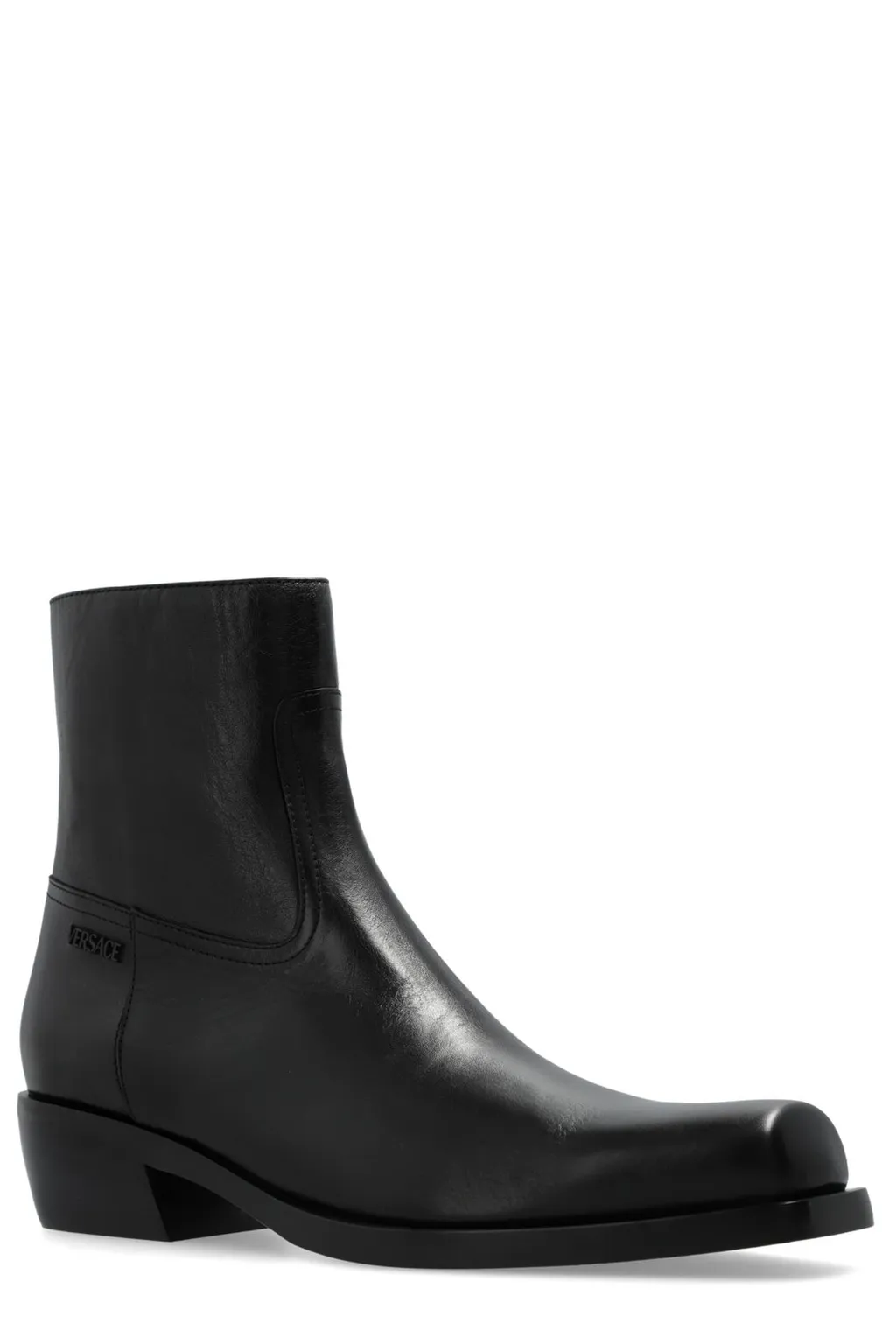 Square-Toe Leather Boots