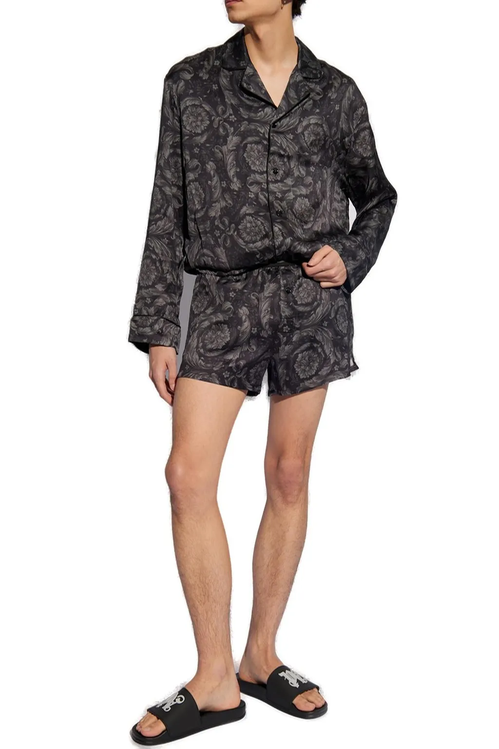 Baroque Print Silk Pajama Shirt