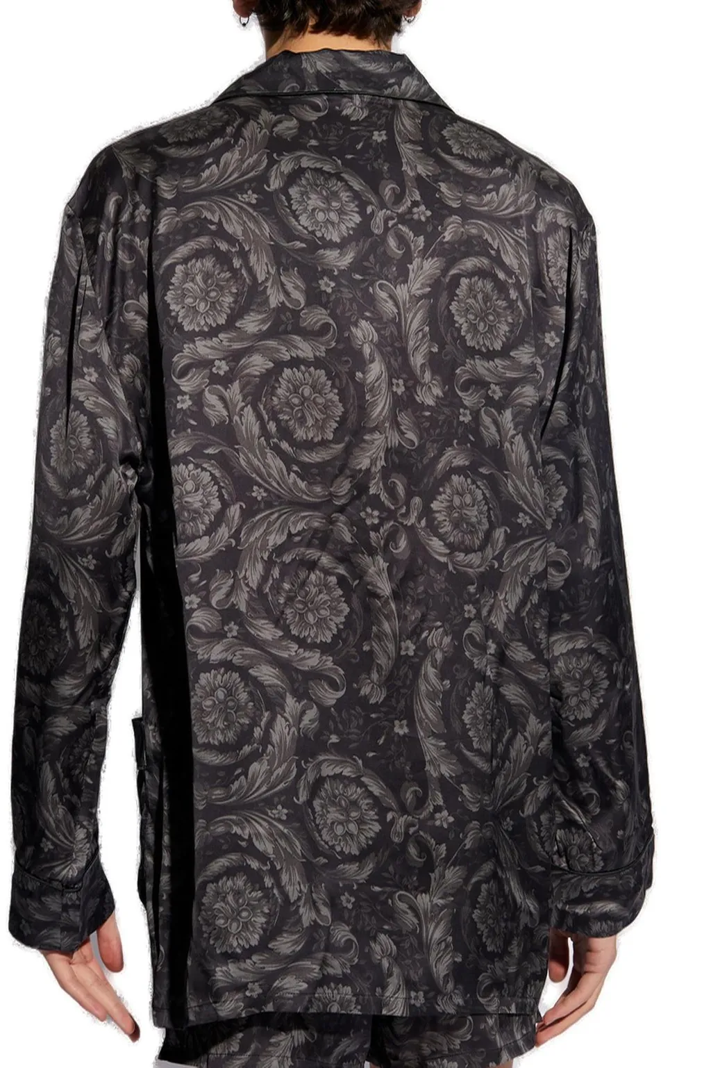Baroque Print Silk Pajama Shirt
