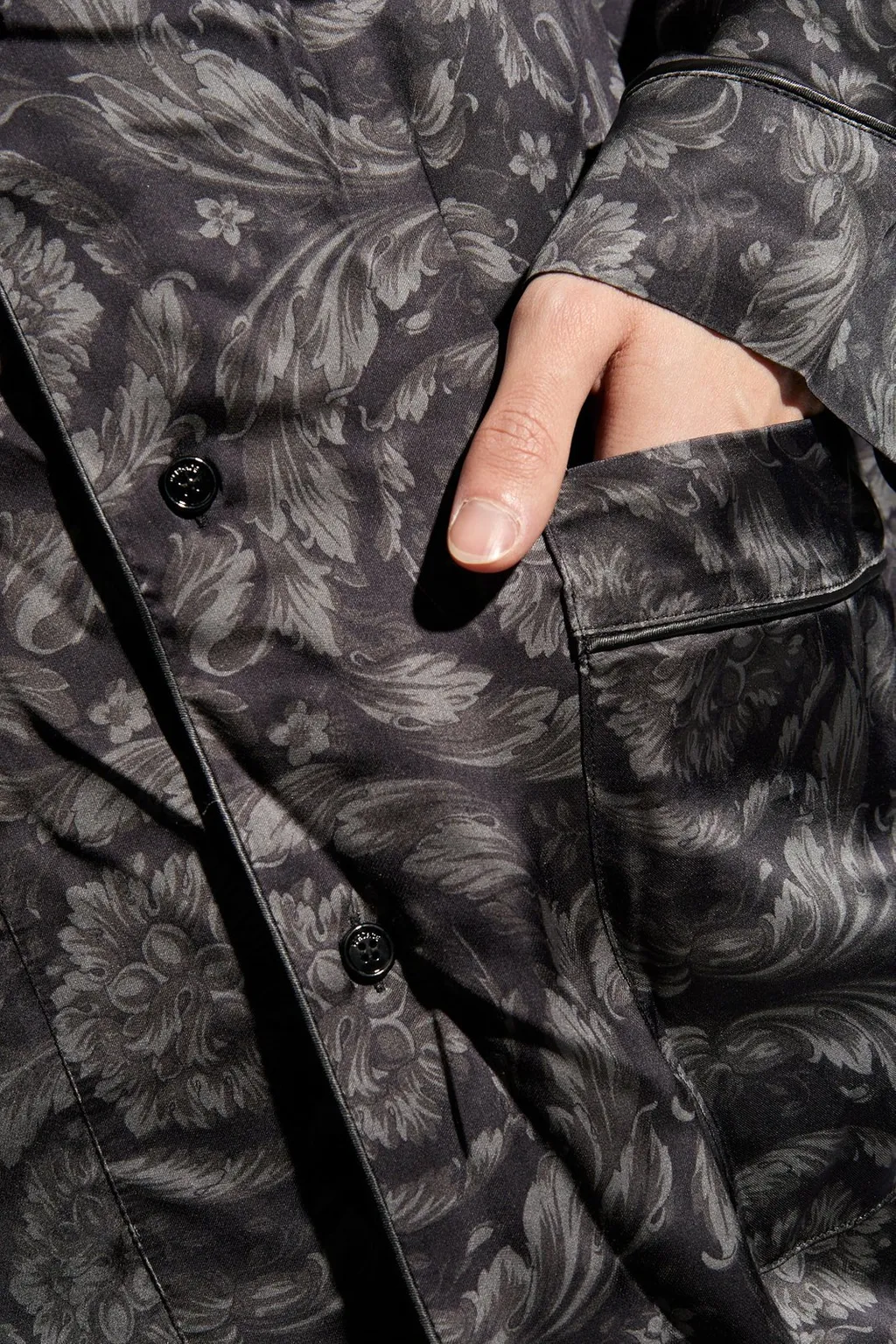 Baroque Print Silk Pajama Shirt