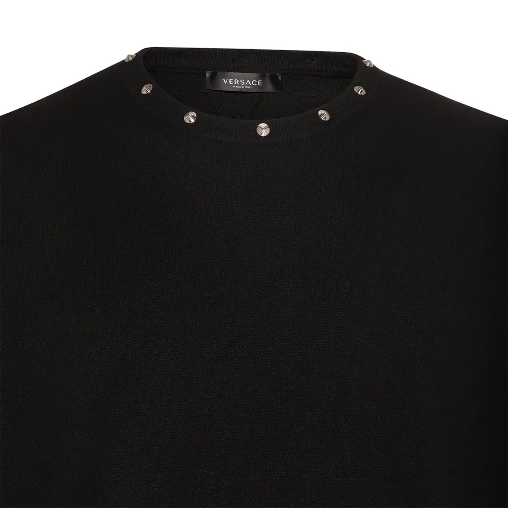 Crewneck Sweater With Medusa Studs