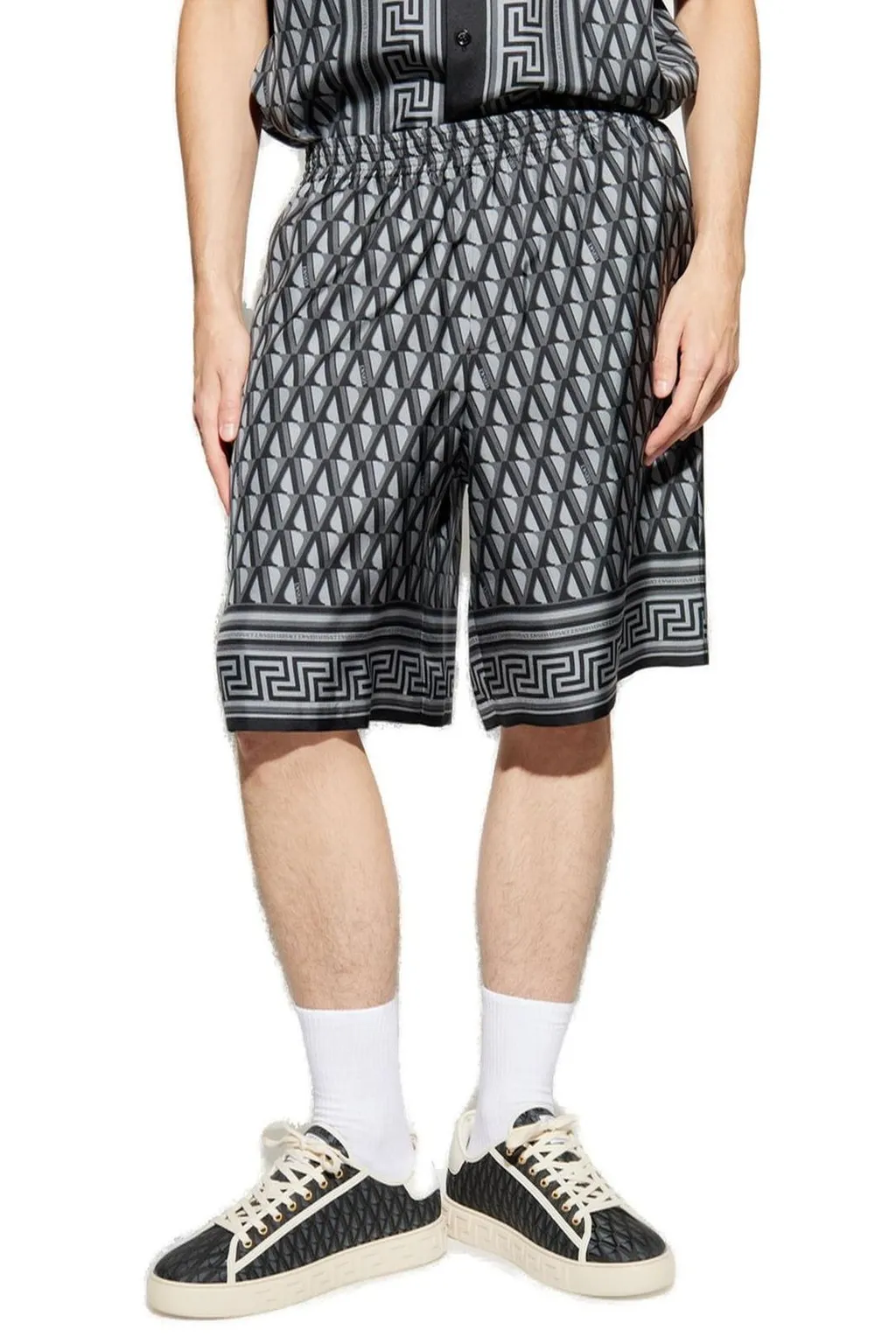 Barocco Print Silk Shorts