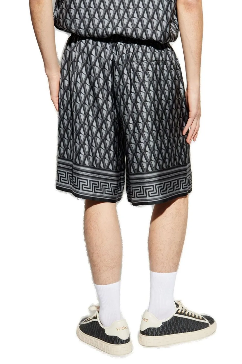Barocco Print Silk Shorts