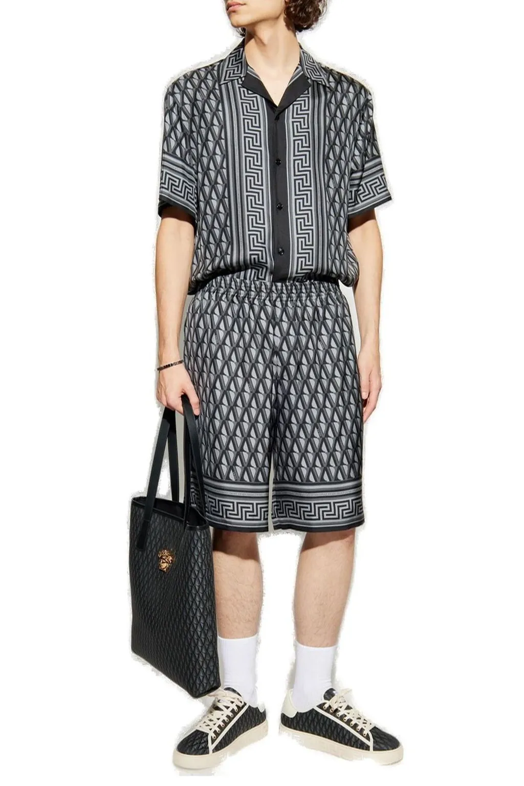 Barocco Print Silk Shorts