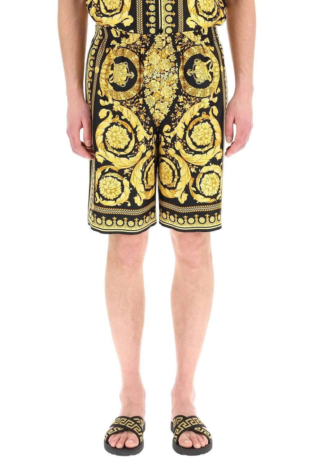 Baroque Print Silk Shorts