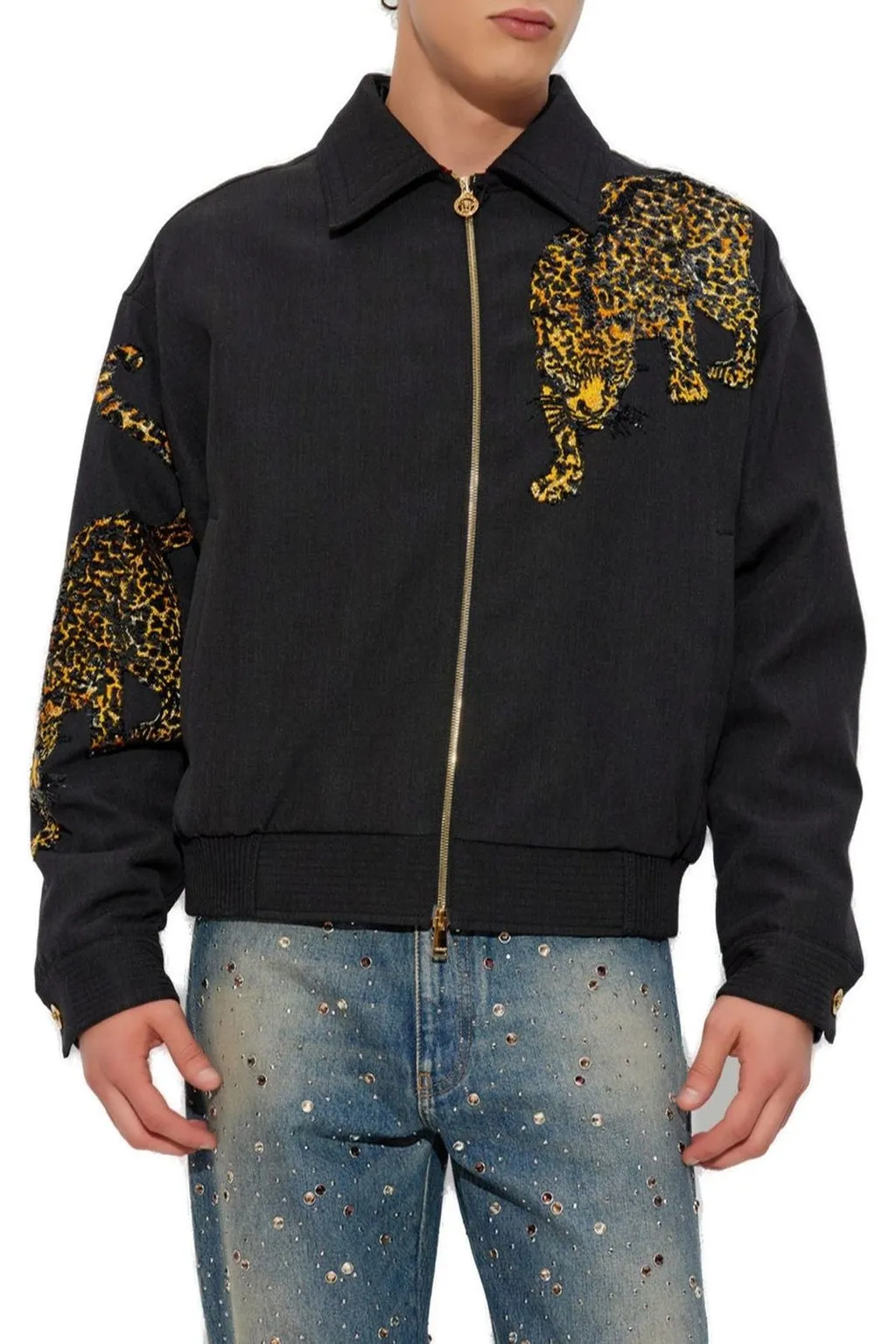 Bomber Jacket With Leopard Print
