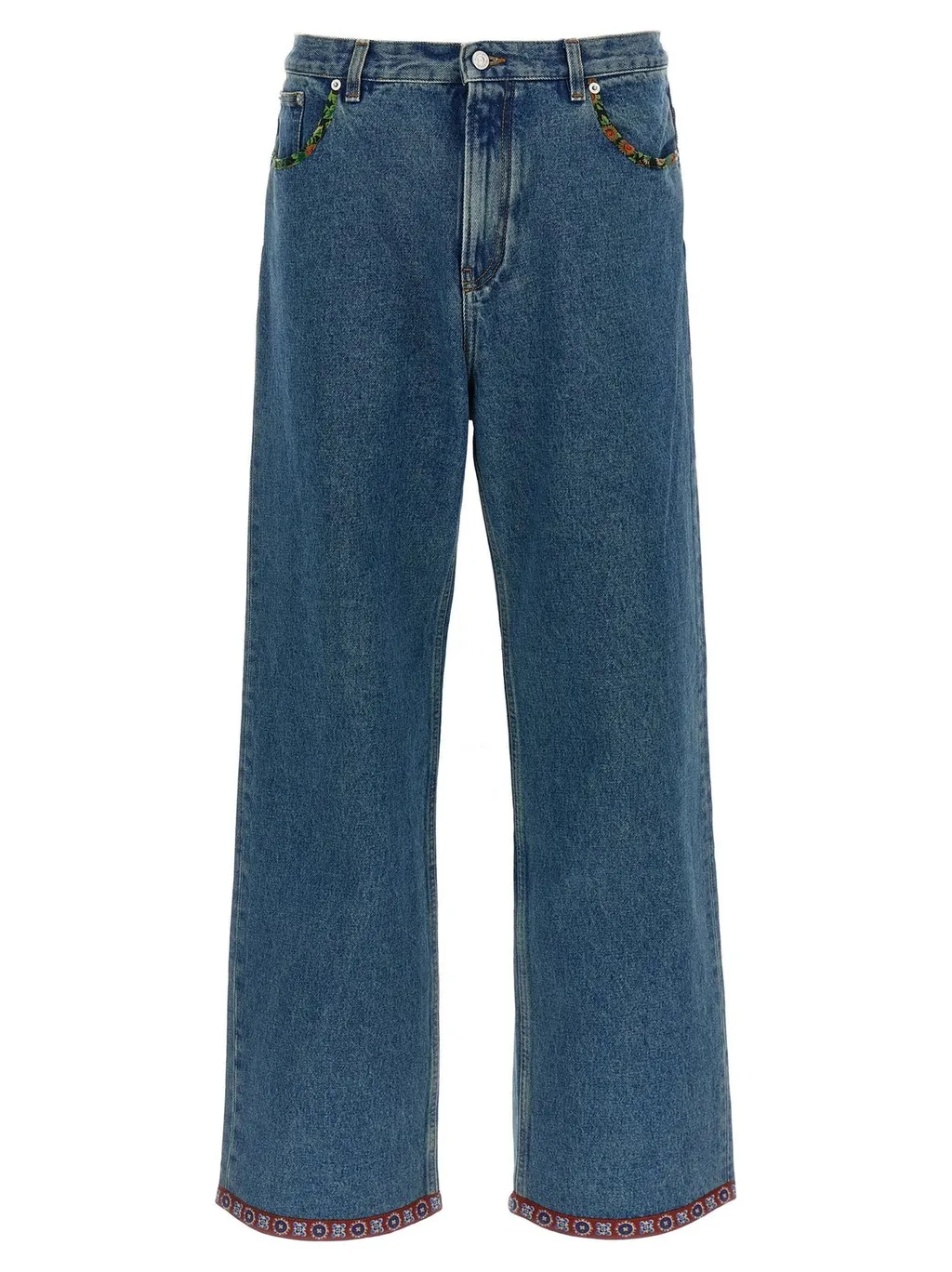 Wide-Leg Jeans With Embroidered Details