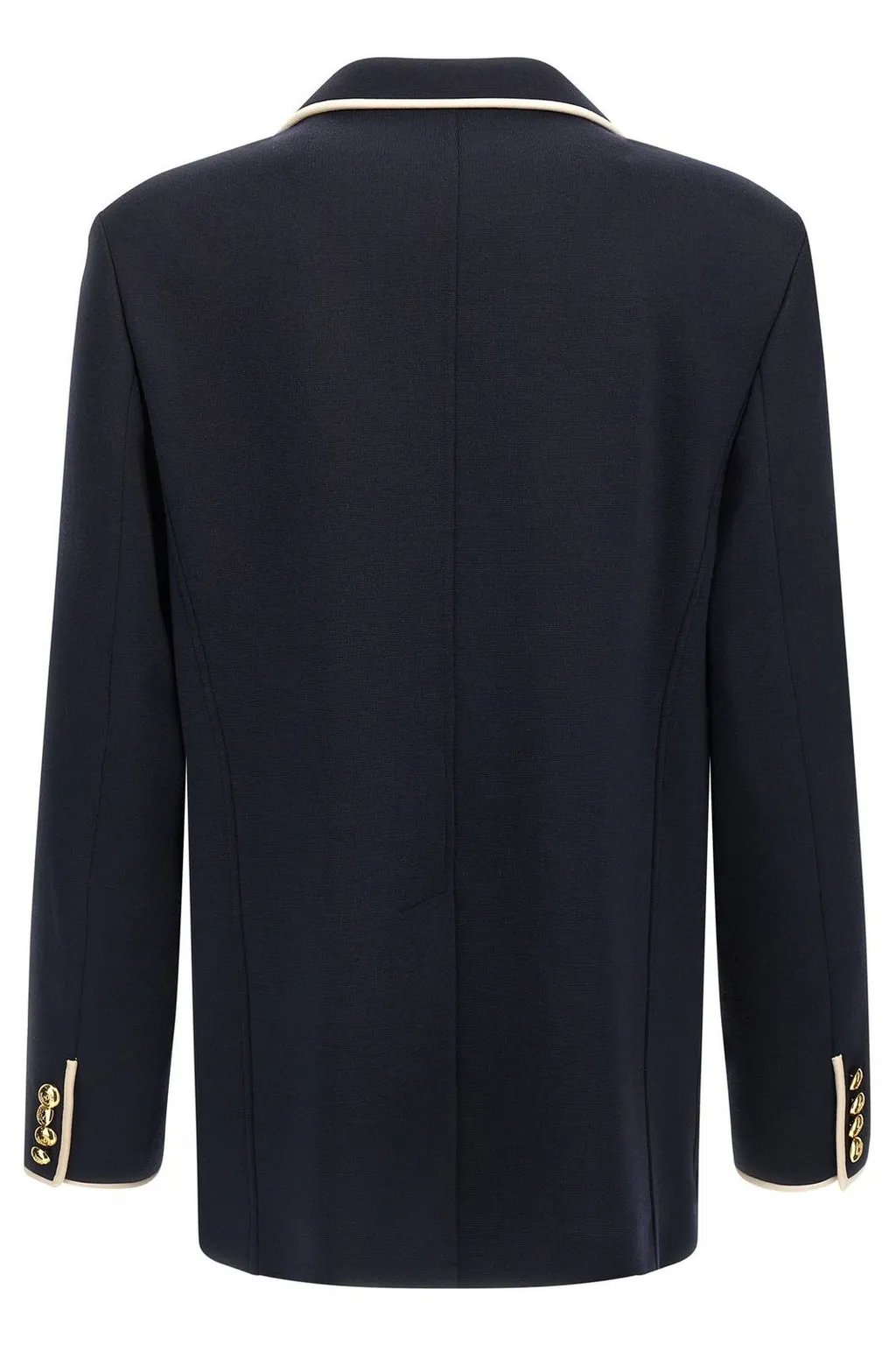 Double-Breasted Blazer With Contrast Piping