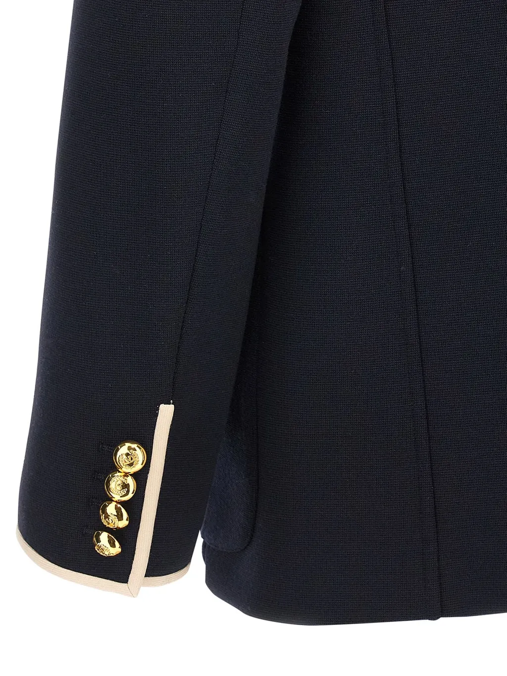 Double-Breasted Blazer With Contrast Piping