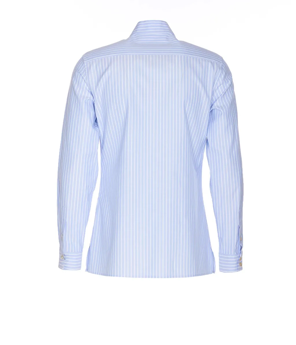 Striped Cotton Poplin Shirt With Bow Detail
