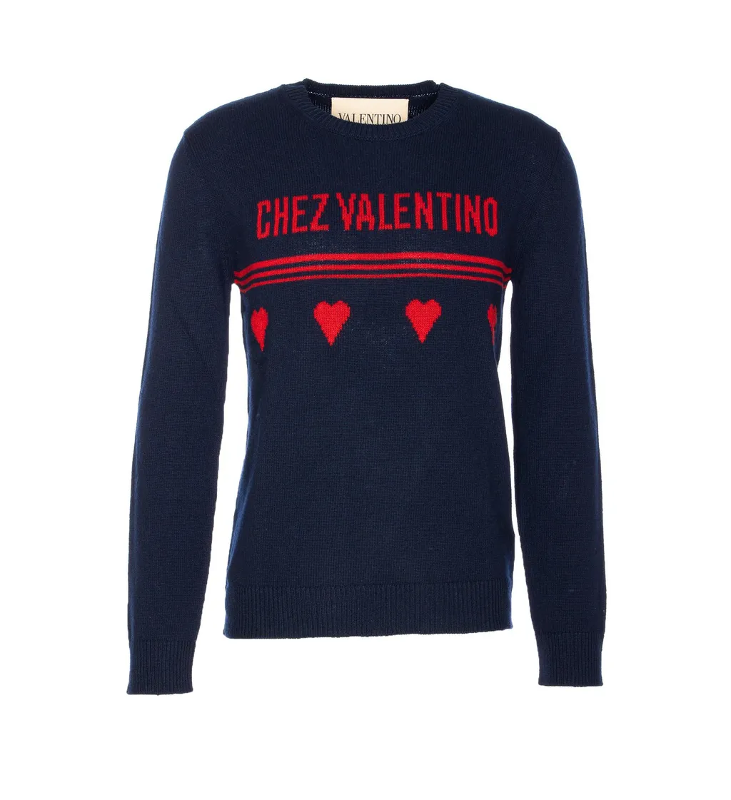 Crewneck Sweater With Hearts