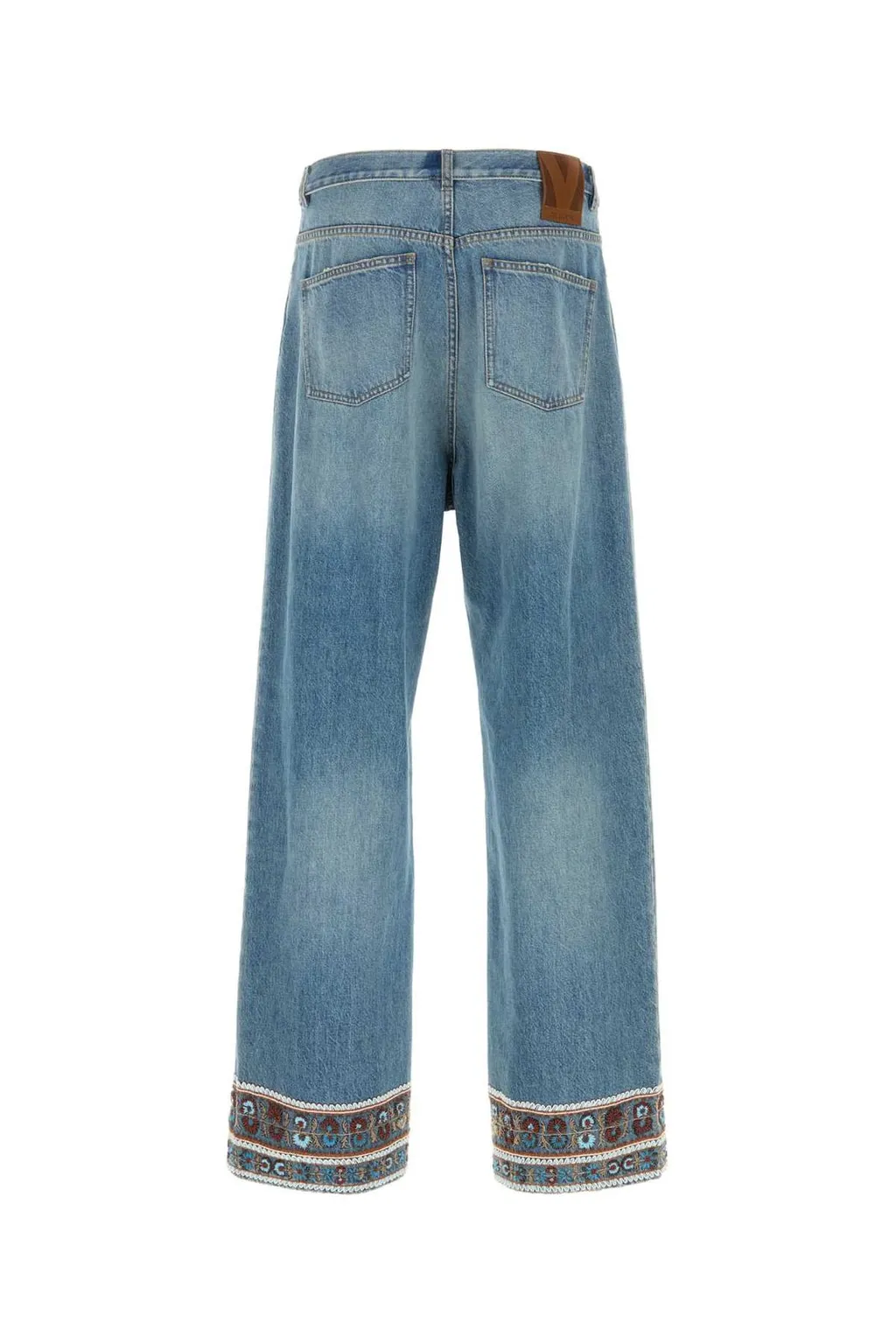 Wide-Leg Embroidered Jeans