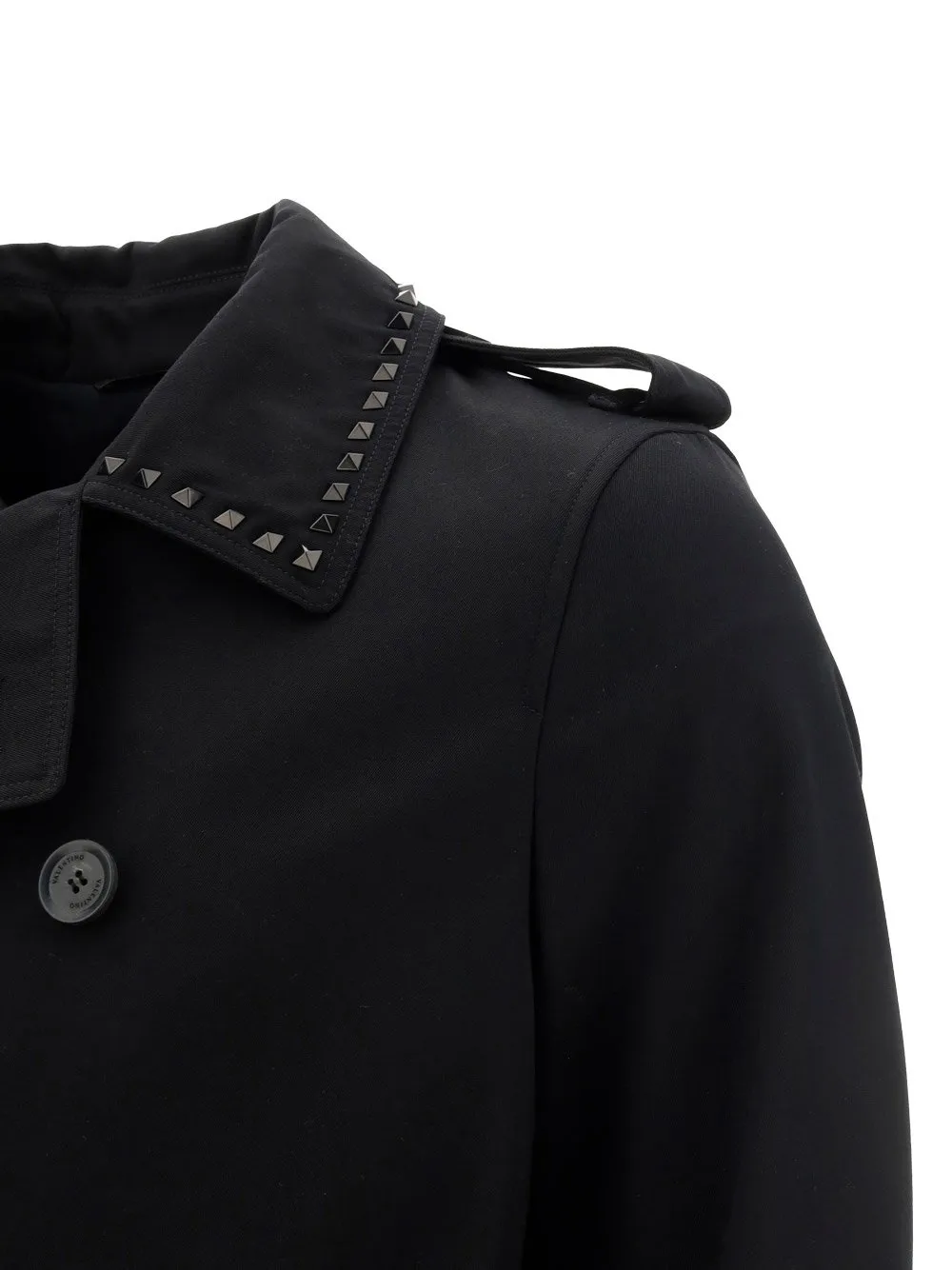 Double-Breasted Trench Coat With Studs