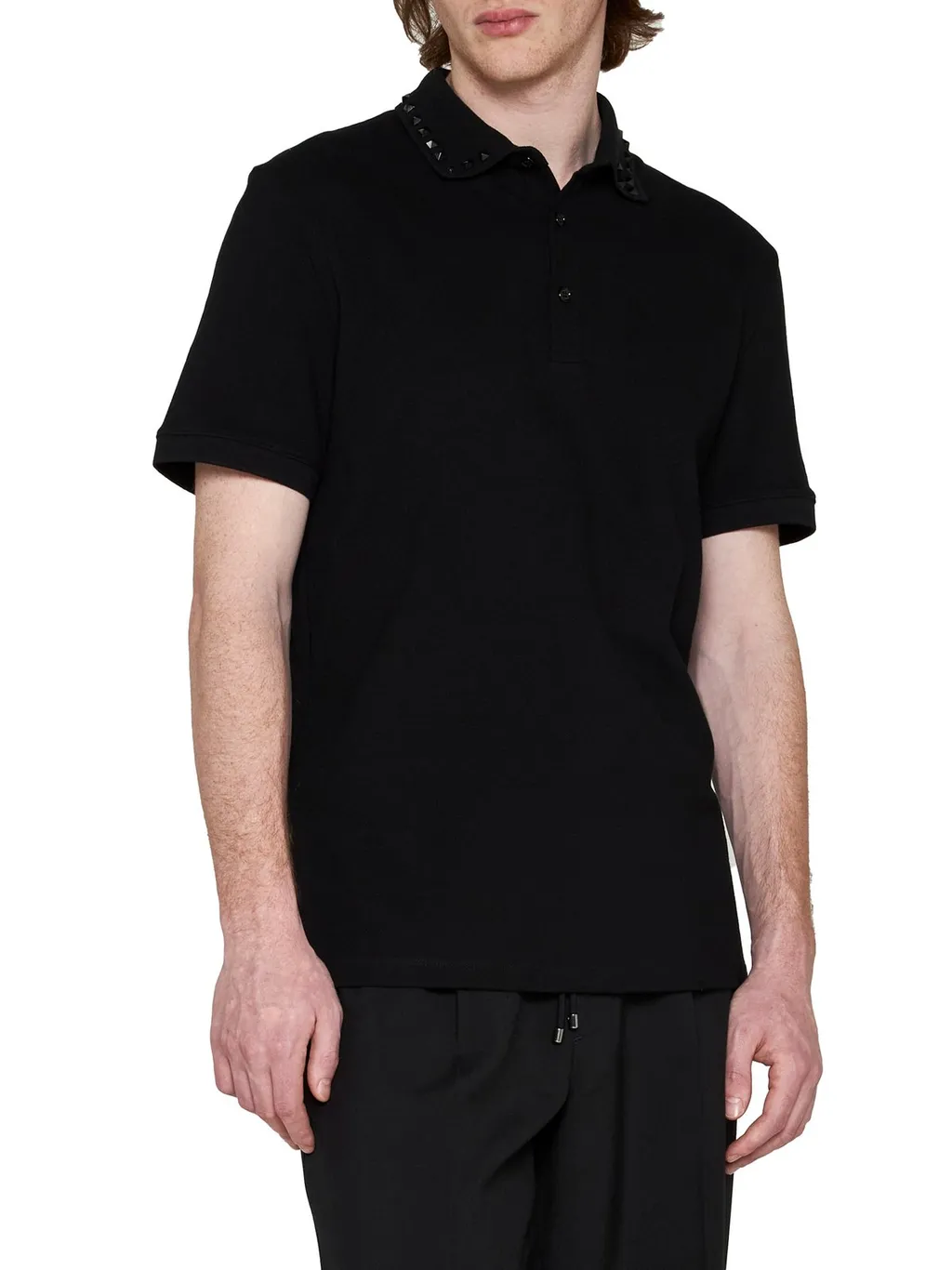 Studded Collar Polo Shirt