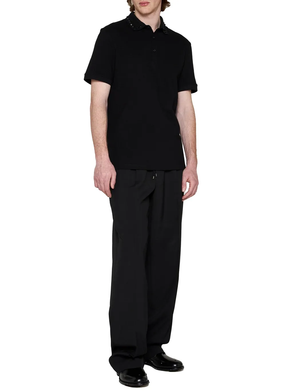 Studded Collar Polo Shirt