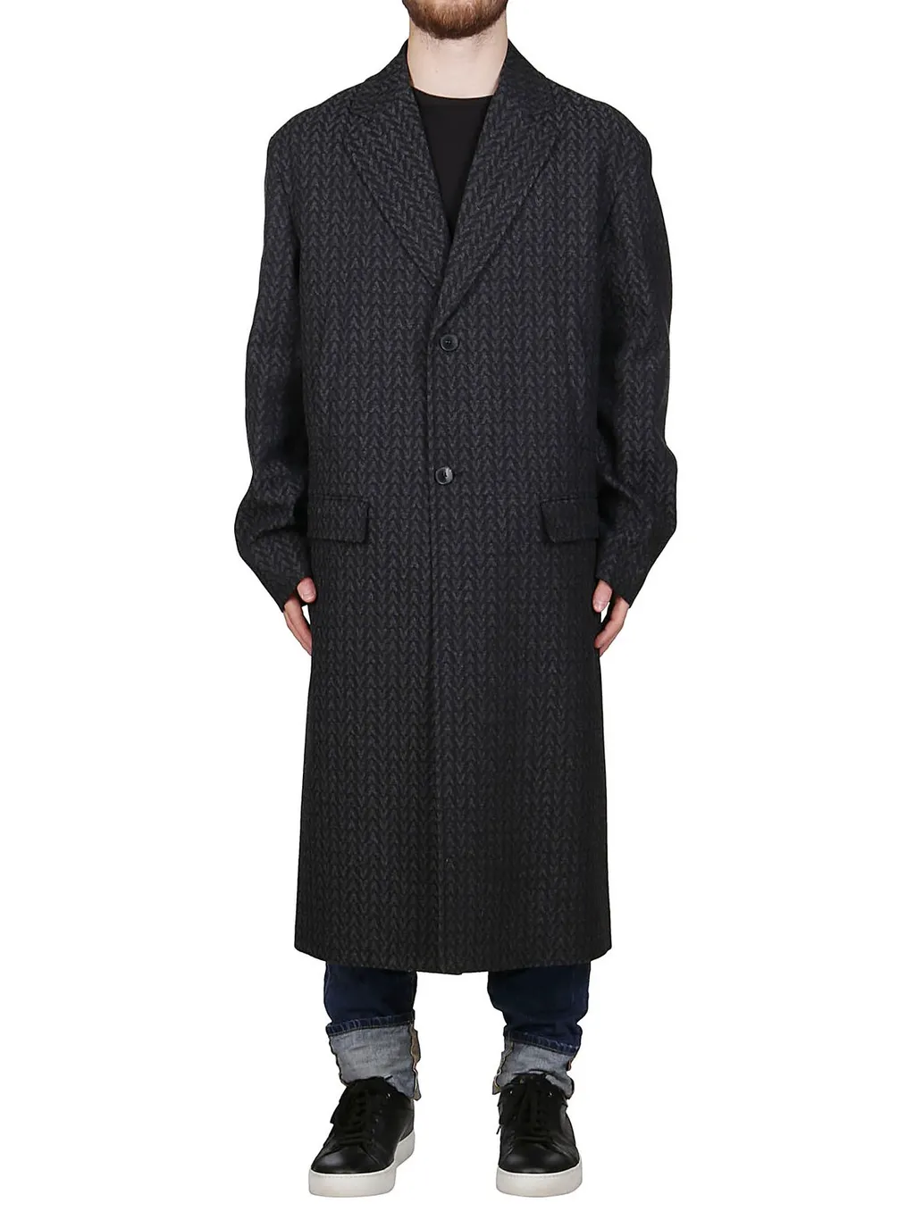 Herringbone Wool Blend Coat