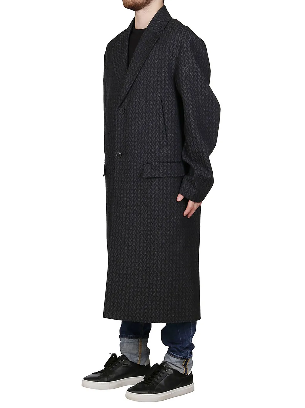 Herringbone Wool Blend Coat