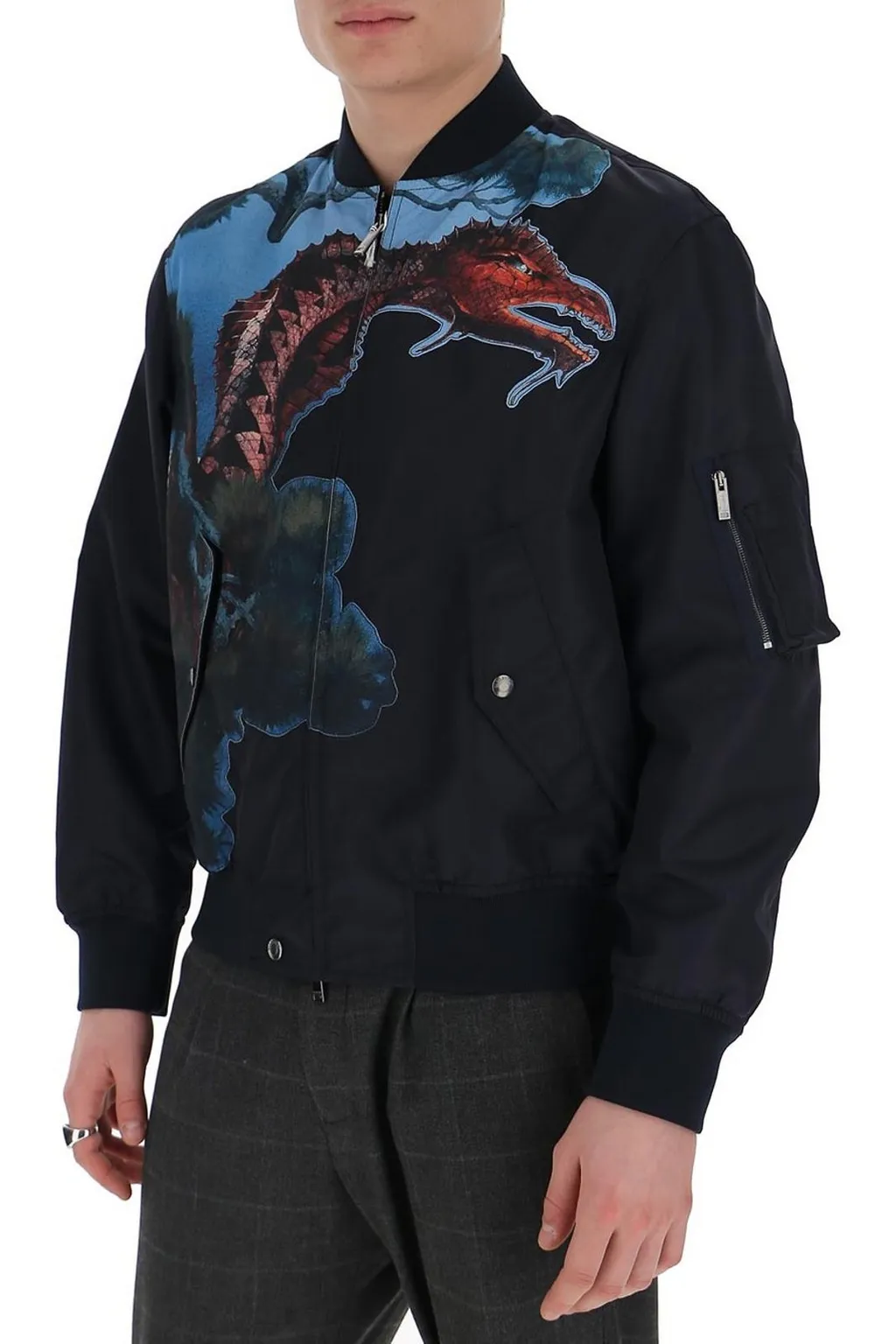 Bomber Jacket With Dragon Print